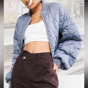 Collusion Powder Blue Silky Quilted Bomber